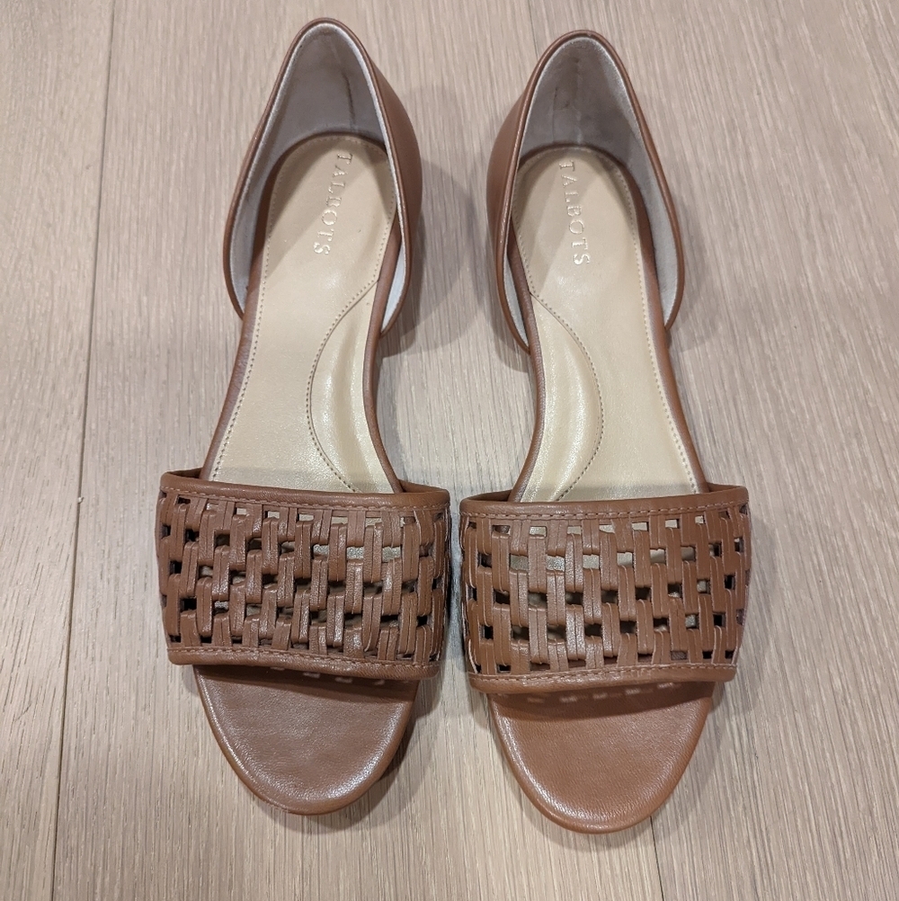 Talbots Women's Brown Leather Woven Sandals